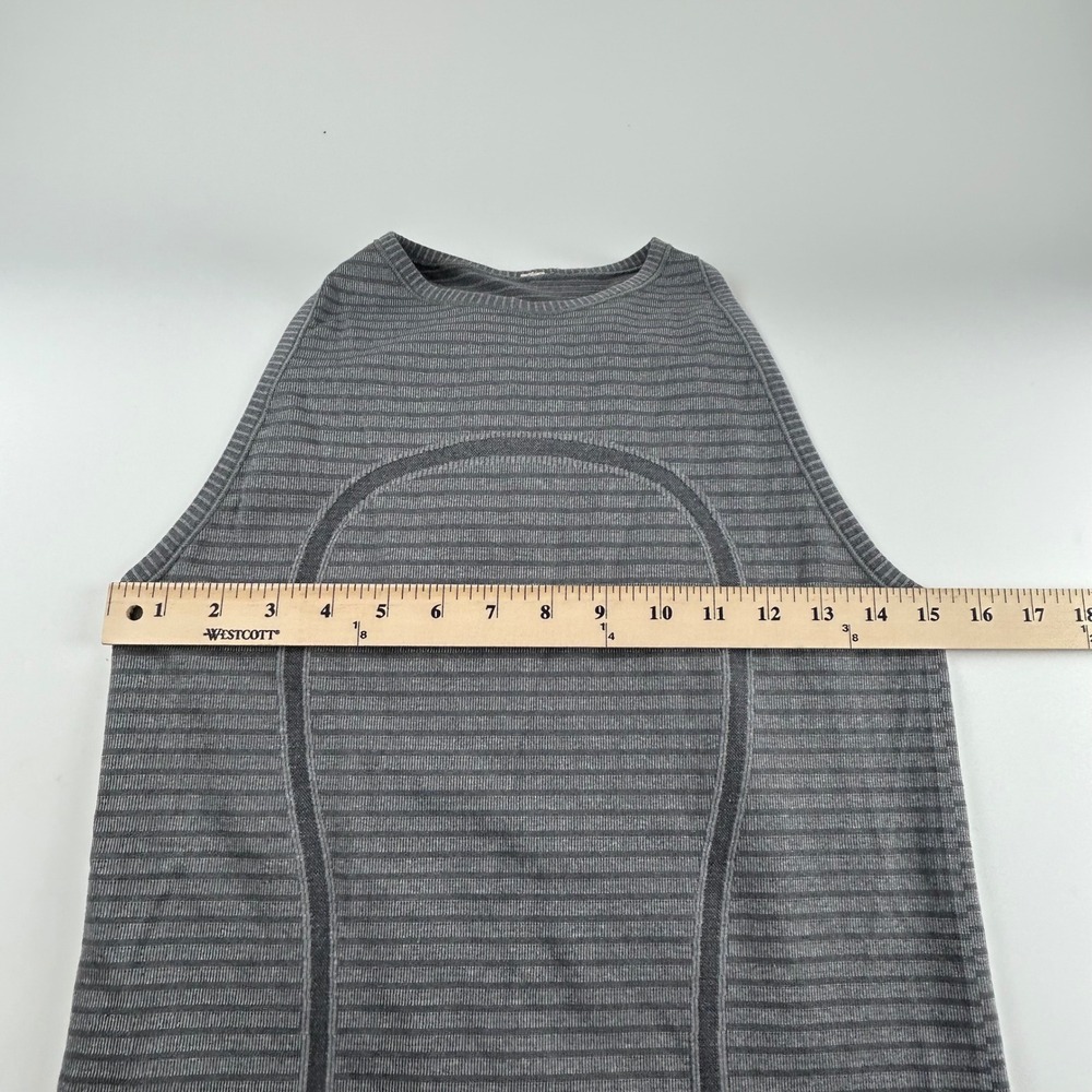 Lululemon WMNS 6 Swiftly Tech Racerback Tank Top 2.0 Grey Striped Athletic Gym - Picture 6 of 7